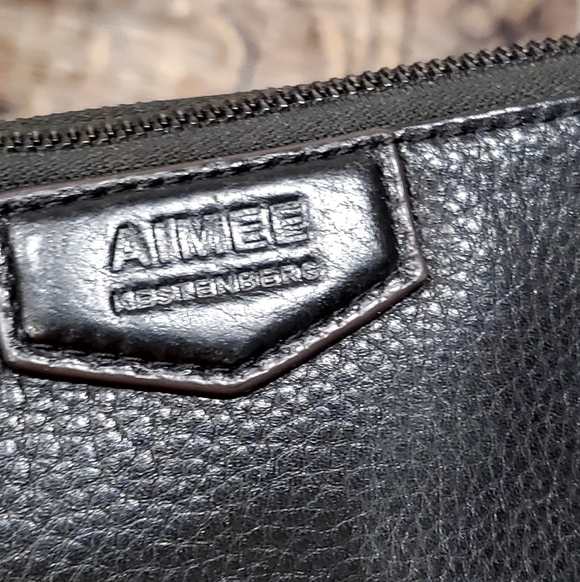 Aimee Kestenberg Black Pebble Leather 2 Compartment Zip Wallet Clutch, 8", - Picture 10 of 16